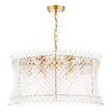 Dar Loire 6 Light Pendant Natural Brass and Glass