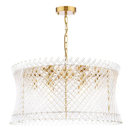 Dar Loire 6 Light Pendant Natural Brass and Glass