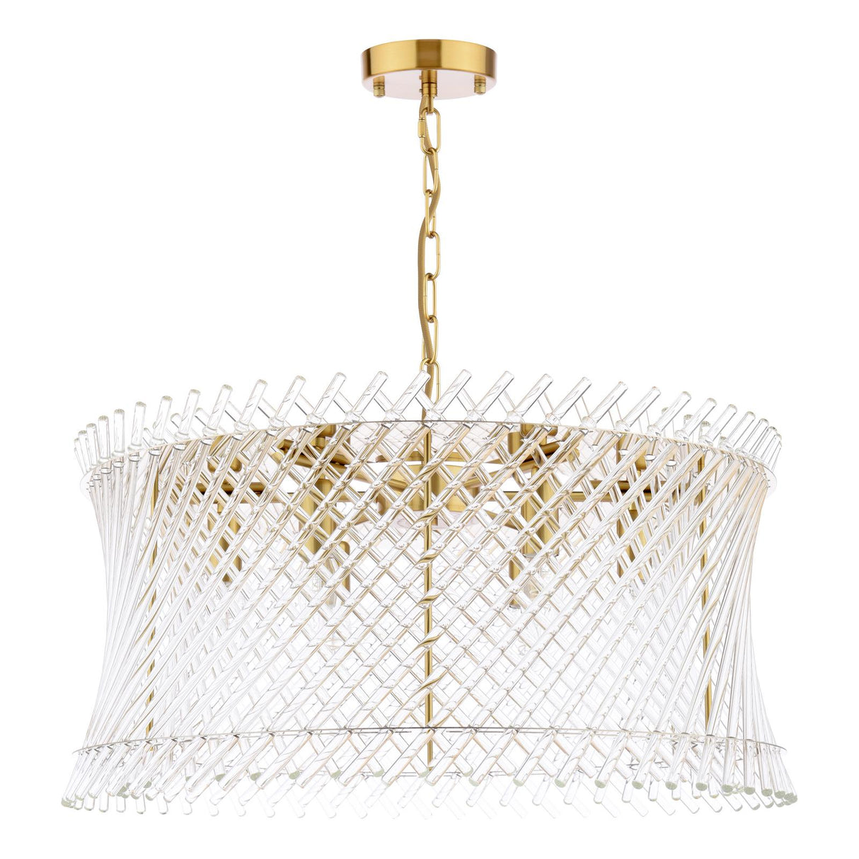 Dar Loire 6 Light Pendant Natural Brass and Glass