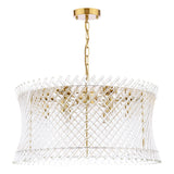 Dar Loire 6 Light Pendant Natural Brass and Glass