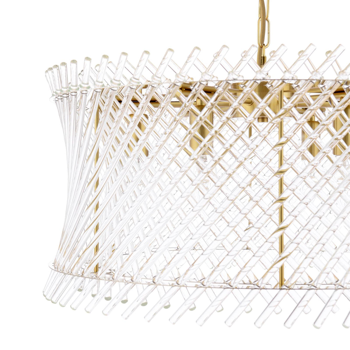 Dar Loire 6 Light Pendant Natural Brass and Glass