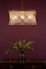 Dar Loire 6 Light Pendant Natural Brass and Glass