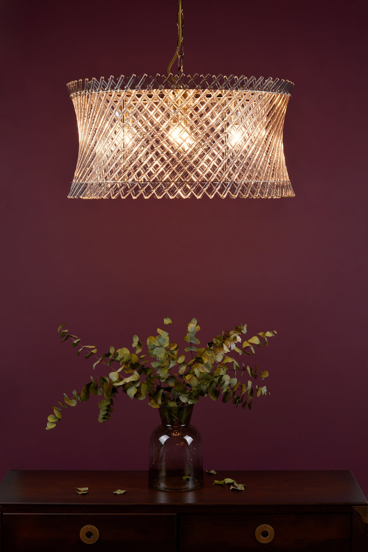 Dar Loire 6 Light Pendant Natural Brass and Glass