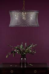 Dar Loire 6 Light Pendant Natural Brass and Glass