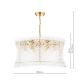 Dar Loire 6 Light Pendant Natural Brass and Glass