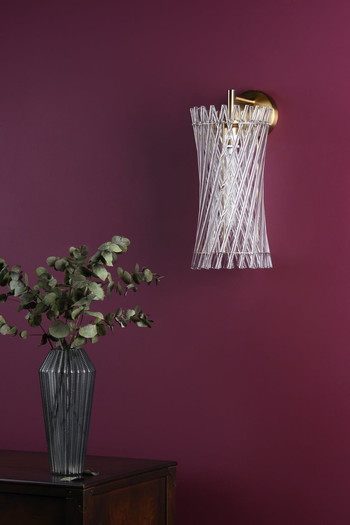 Dar Loire Wall Light Natural Brass and Glass