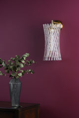 Dar Loire Wall Light Natural Brass and Glass
