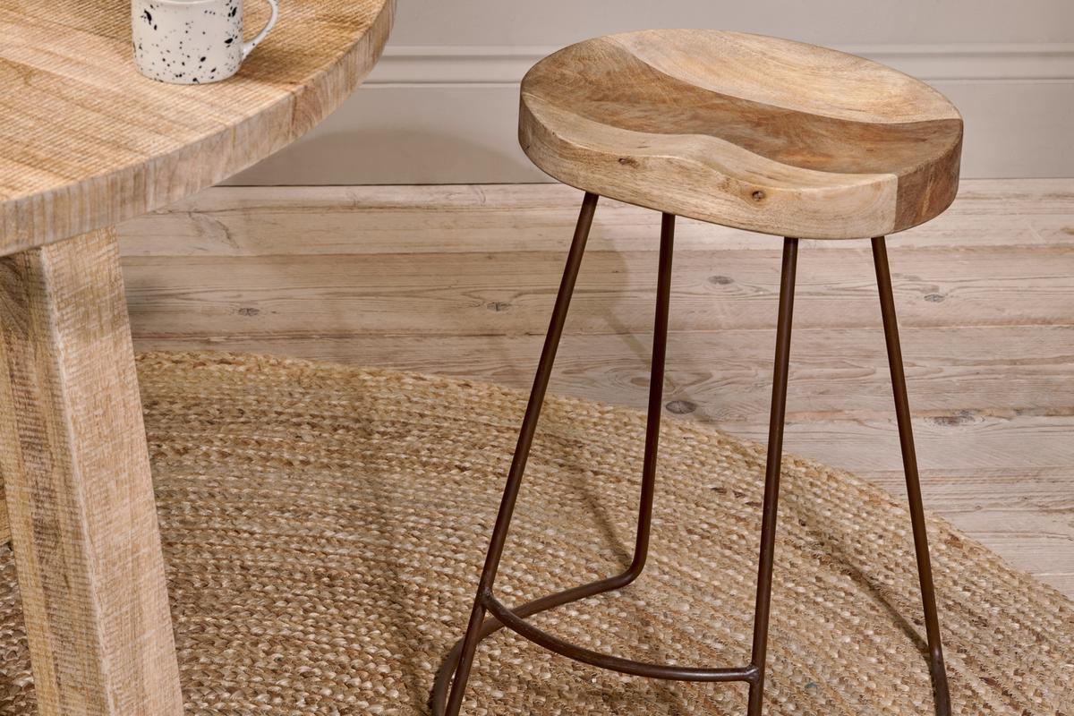 Nkuku Loko Stool Mango Wood & Rust Short