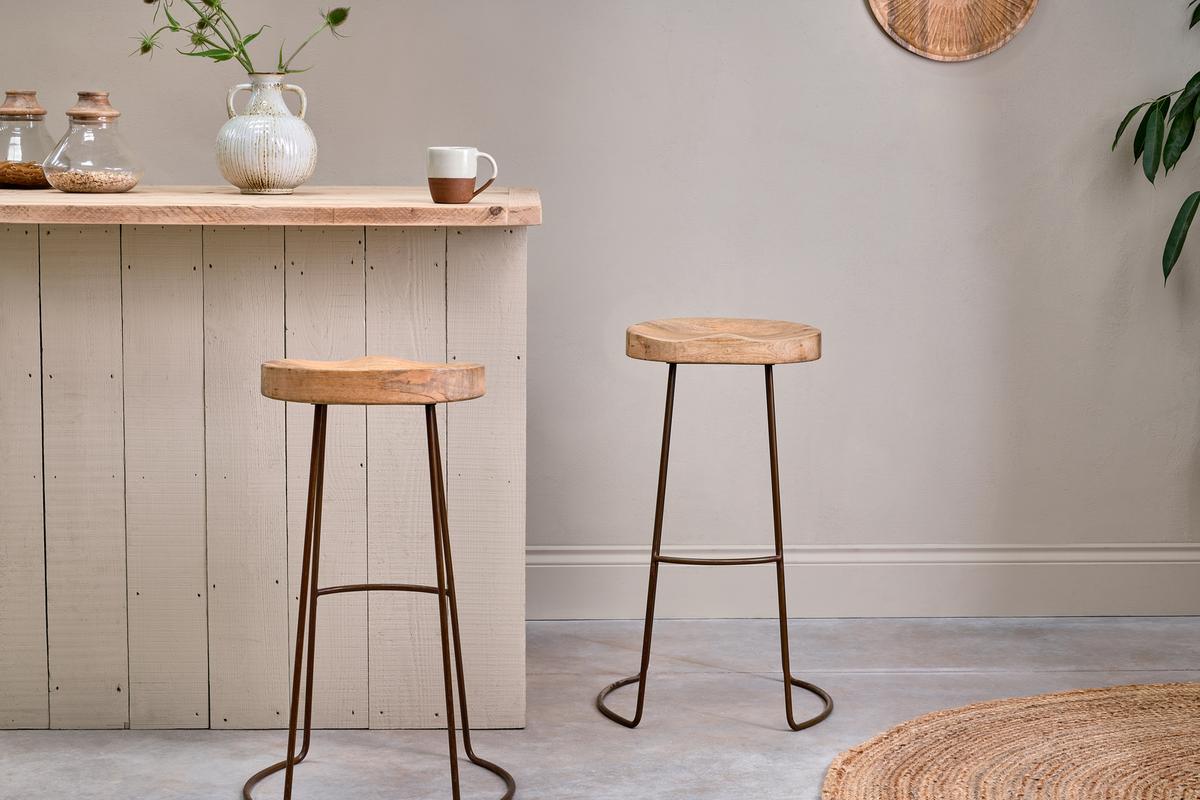 Nkuku Loko Stool Mango Wood & Rust Tall