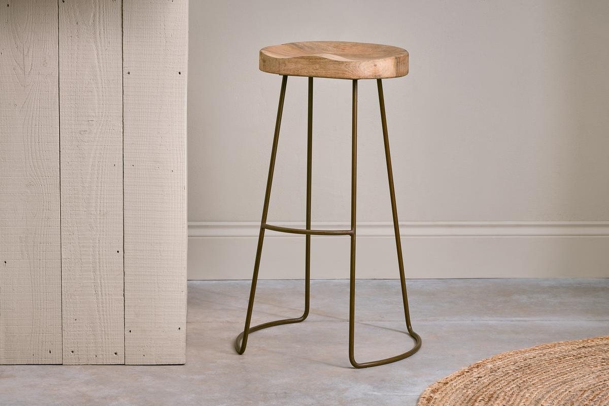 Nkuku Loko Stool Mango Wood & Rust Tall