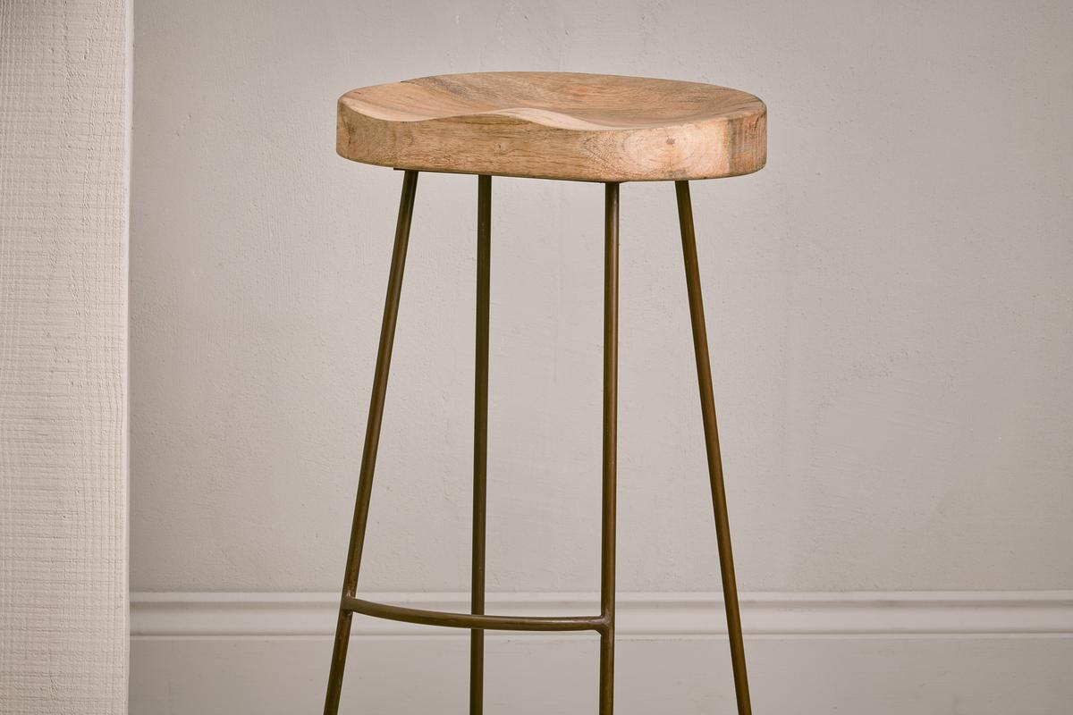 Nkuku Loko Stool Mango Wood & Rust Tall