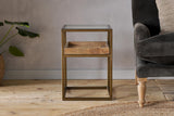 Nkuku Luzon Iron & Mango Wood Display Side Table Brass