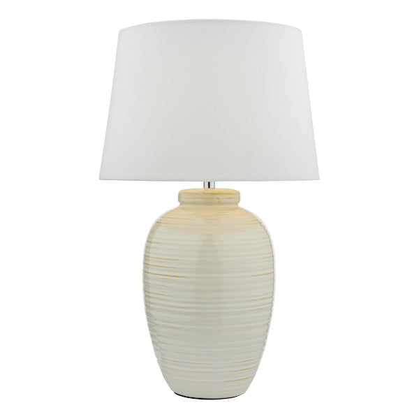 Dar Luelle Table Lamp Gloss Glazed Cream with Shade –  from Amos Lighting + Home