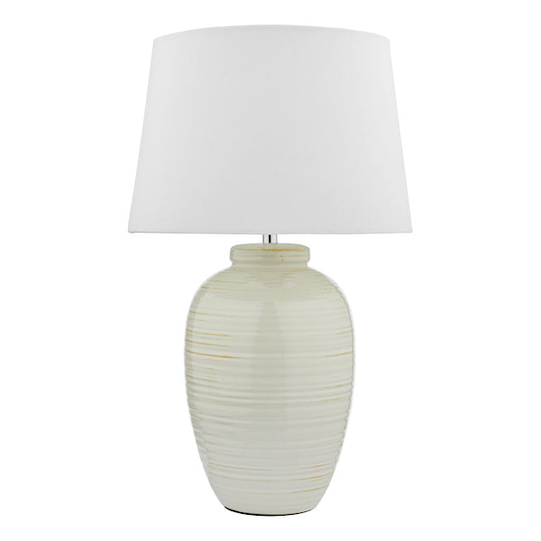 Dar Luelle Table Lamp Gloss Glazed Cream with Shade –  from Amos Lighting + Home