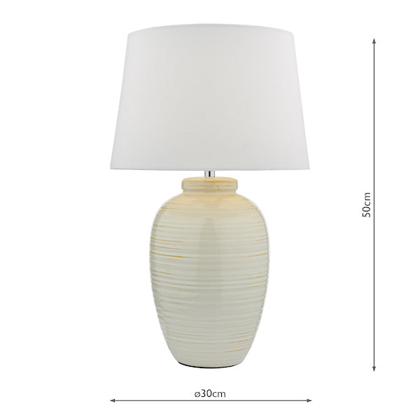 Dar Luelle Table Lamp Gloss Glazed Cream with Shade –  from Amos Lighting + Home