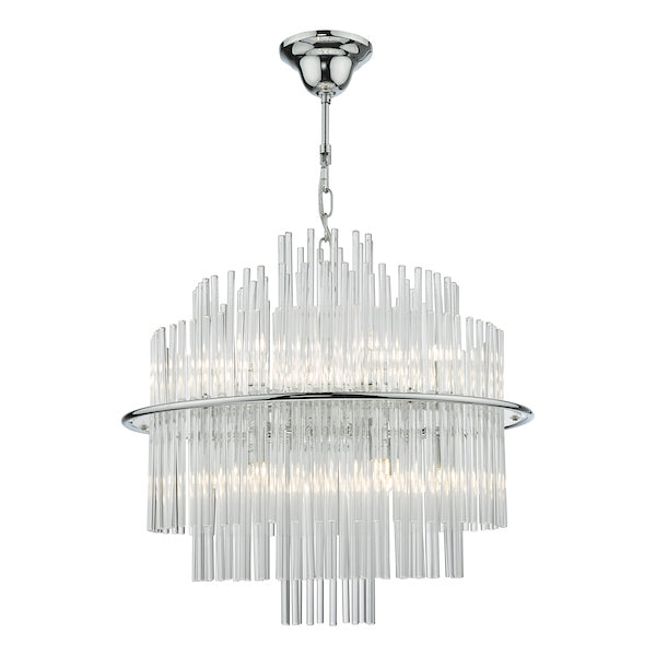 Dar Lukas 13 Light Pendant Chandelier Polished Chrome –  from Amos Lighting + Home