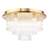 Dar Lukas 6 Light Flush Antique Gold and Glass