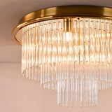 Dar Lukas 6 Light Flush Antique Gold and Glass