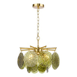 Dar Lumira 4 Light Pendant Natural Brass and Green Glass