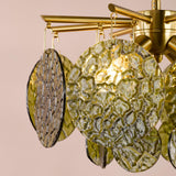 Dar Lumira 4 Light Pendant Natural Brass and Green Glass