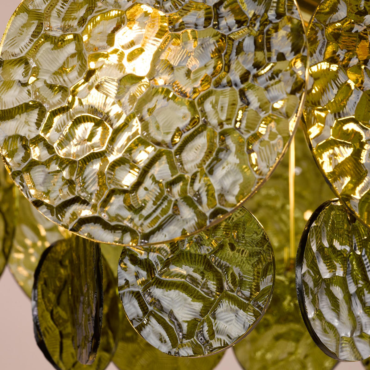 Dar Lumira 4 Light Pendant Natural Brass and Green Glass