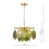 Dar Lumira 4 Light Pendant Natural Brass and Green Glass