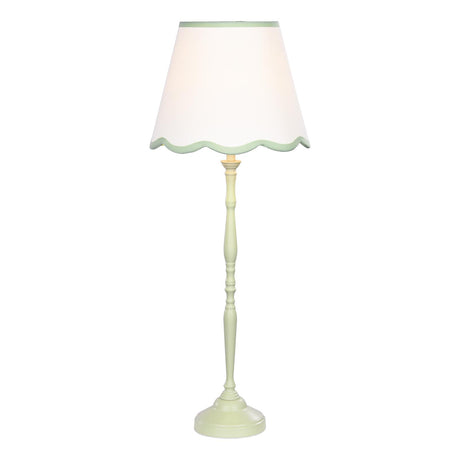 Dar Lupo Table Lamp Matt Green With Linen Scalloped Shade