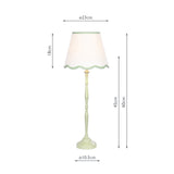 Dar Lupo Table Lamp Matt Green With Linen Scalloped Shade