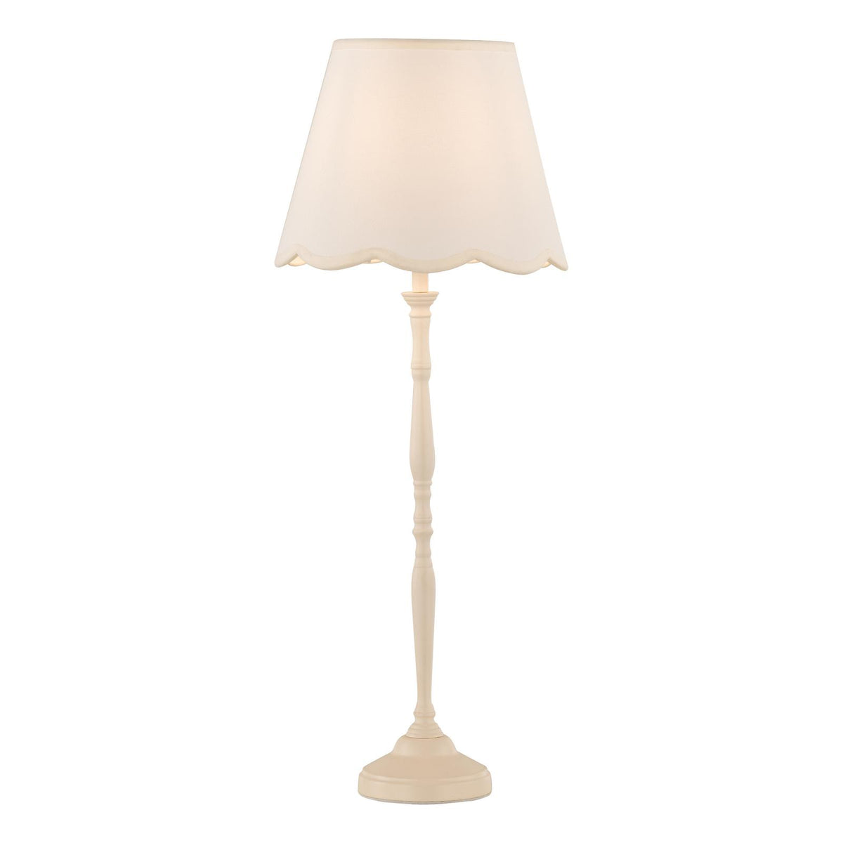 Dar Lupo Table Lamp Matt Cream With Linen Scalloped Shade