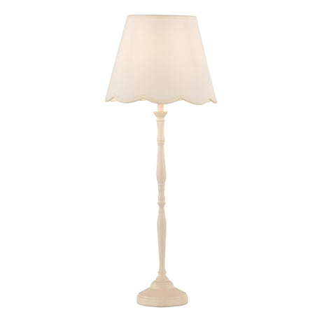 Dar Lupo Table Lamp Matt Cream With Linen Scalloped Shade