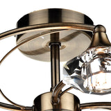 Dar Luther 6 Light Semi Flush Antique Brass Crystal