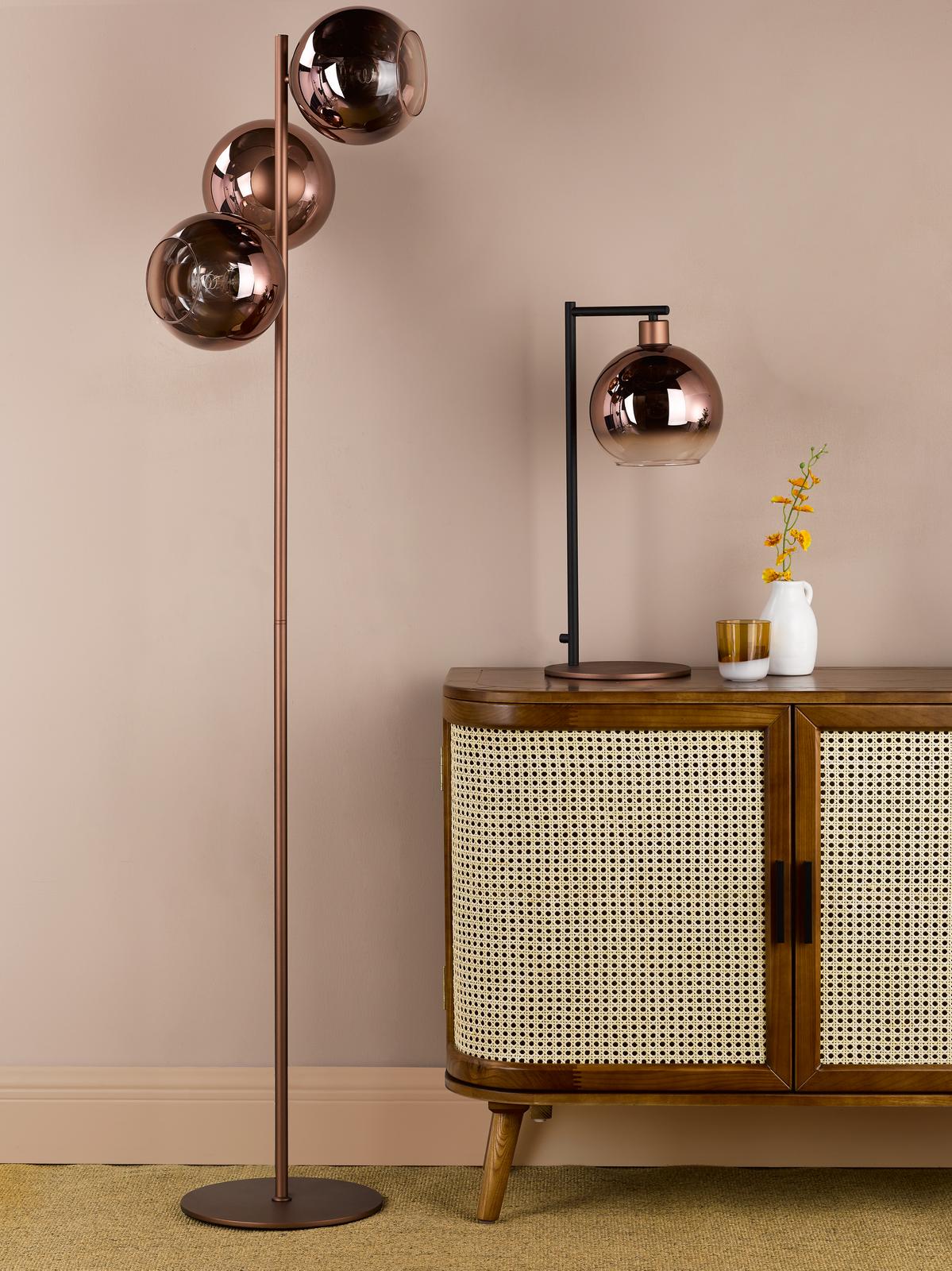 Dar Lycia Table Lamp Satin Bronze and Bronze Ombre Glass