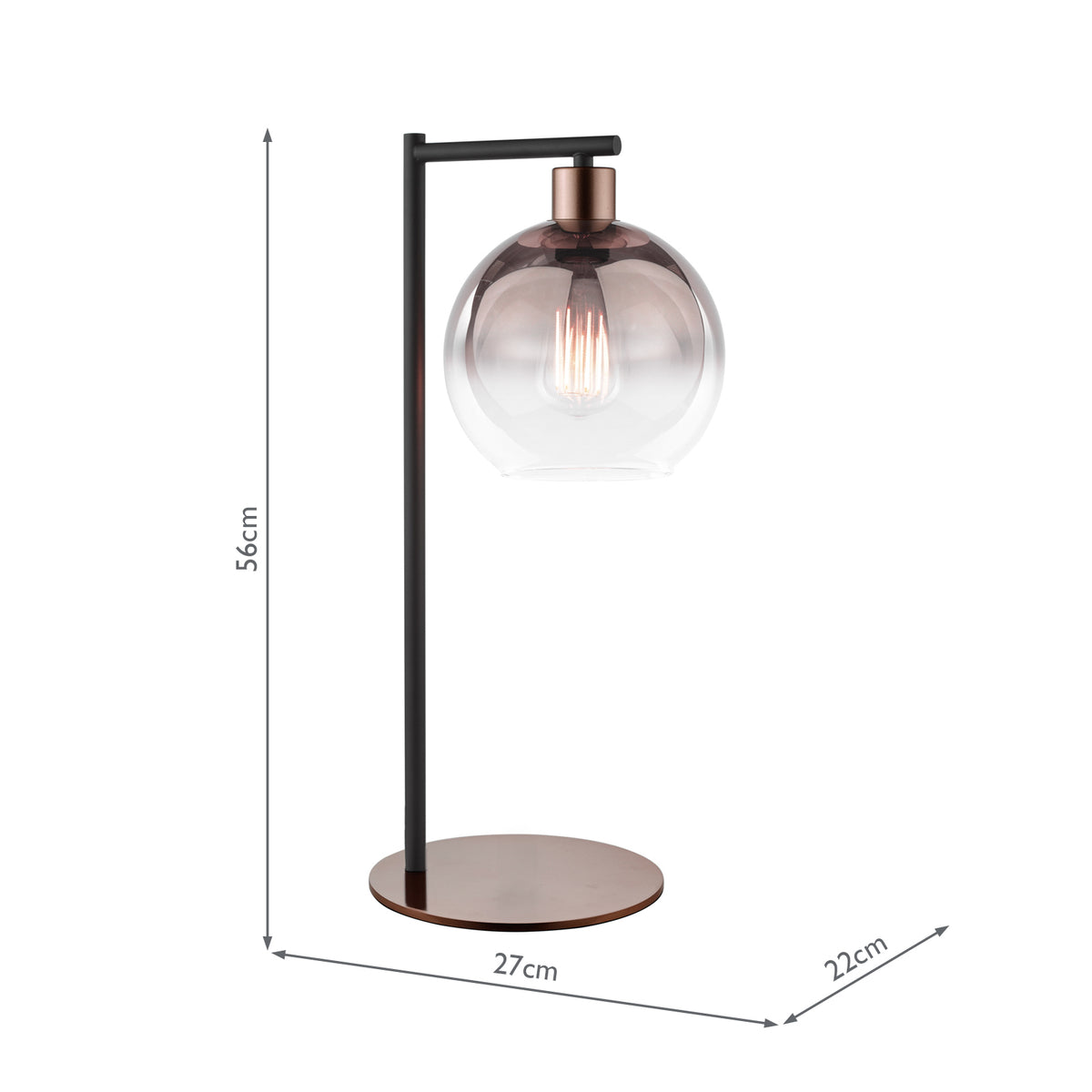 Dar Lycia Table Lamp Satin Bronze and Bronze Ombre Glass
