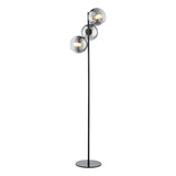 Dar Lycia 3 Light Floor Lamp Matt Black and Ombre Smoked Glass