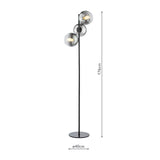 Dar Lycia 3 Light Floor Lamp Matt Black and Ombre Smoked Glass –  from Amos Lighting + Home