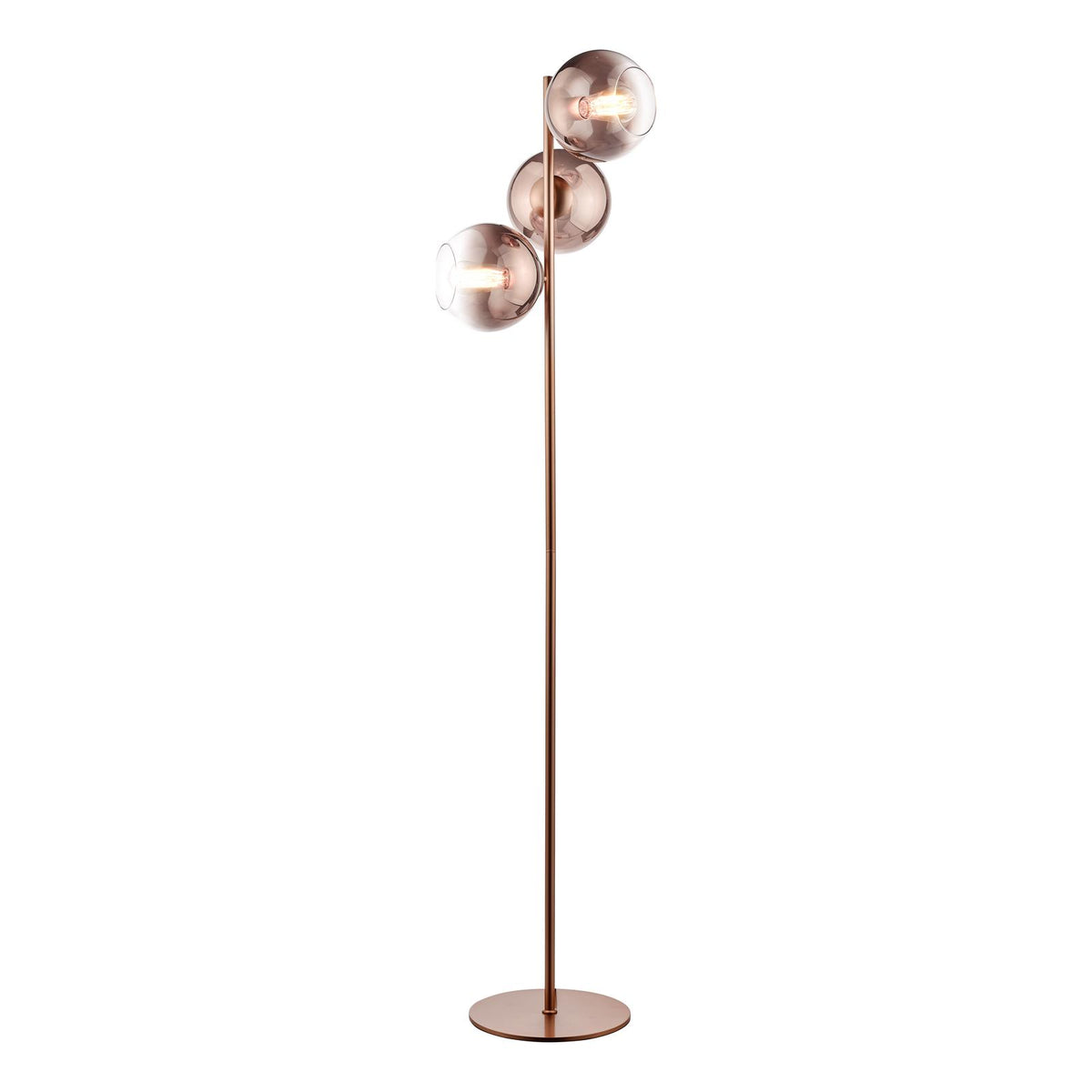 Dar Lycia 3 Light Floor Lamp Satin Bronze and Bronze Ombre Glass