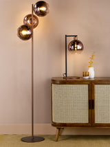 Dar Lycia 3 Light Floor Lamp Satin Bronze and Bronze Ombre Glass