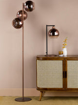 Dar Lycia 3 Light Floor Lamp Satin Bronze and Bronze Ombre Glass