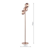 Dar Lycia 3 Light Floor Lamp Satin Bronze and Bronze Ombre Glass