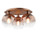 Dar Lycia 3 Light Flush Satin Bronze and Bronze Ombre Glass