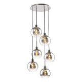 Dar Lycia 6 Light Cluster Pendant Matt Black and Smoked Ombre Glass
