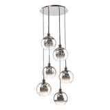 Dar Lycia 6 Light Cluster Pendant Matt Black and Smoked Ombre Glass