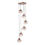 Dar Lycia 6 Light Cluster Pendant Satin Bronze and Bronze Ombre Glass