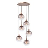 Dar Lycia 6 Light Cluster Pendant Satin Bronze and Bronze Ombre Glass