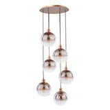 Dar Lycia 6 Light Cluster Pendant Satin Bronze and Bronze Ombre Glass