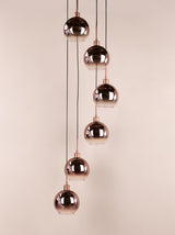 Dar Lycia 6 Light Cluster Pendant Satin Bronze and Bronze Ombre Glass