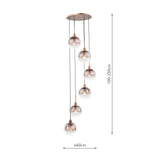 Dar Lycia 6 Light Cluster Pendant Satin Bronze and Bronze Ombre Glass