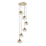 Dar Lycia 6 Light Cluster Pendant Satin Gold and Gold Ombre Glass
