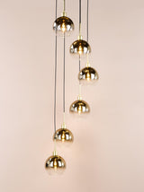 Dar Lycia 6 Light Cluster Pendant Satin Gold and Gold Ombre Glass