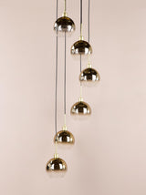 Dar Lycia 6 Light Cluster Pendant Satin Gold and Gold Ombre Glass